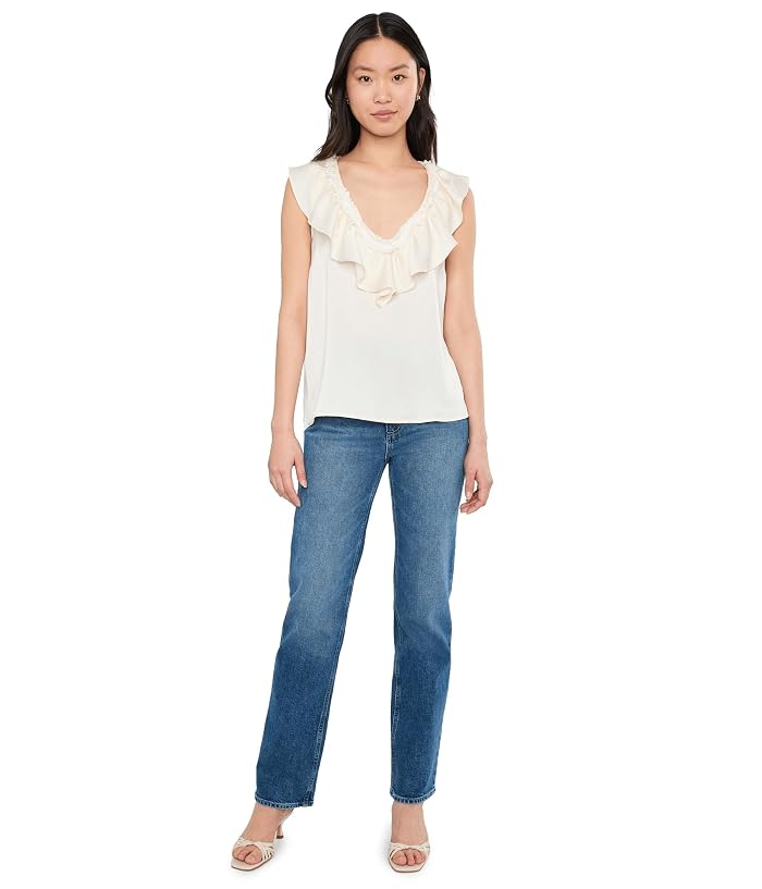 Liverpool Los Angeles Ruffle Front Sleeveless Woven To Knit Top - Image 2