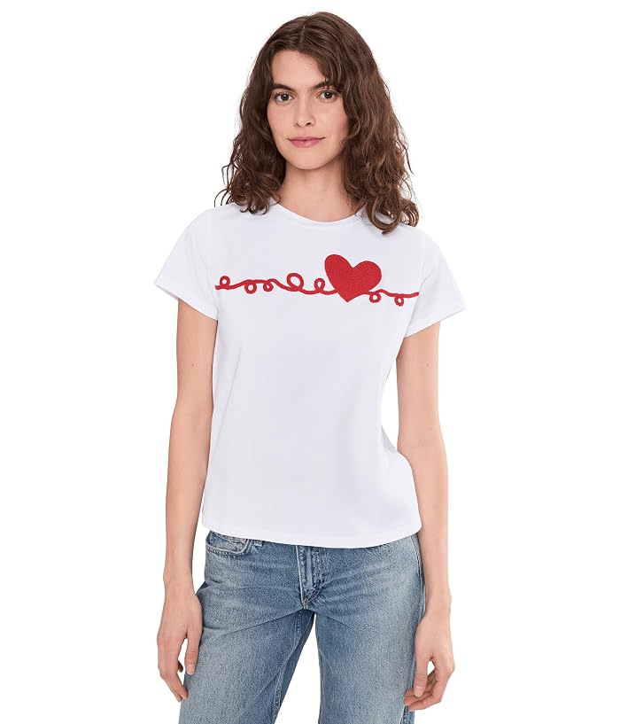 Elliott Lauren Heart's Desire - Short Sleeve Tee With Heart Embroidery Detail