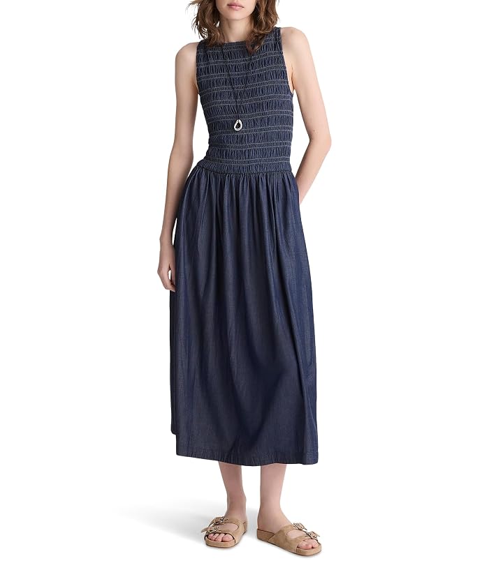Madewell Denim Smocked Boatneck Maxi Dress