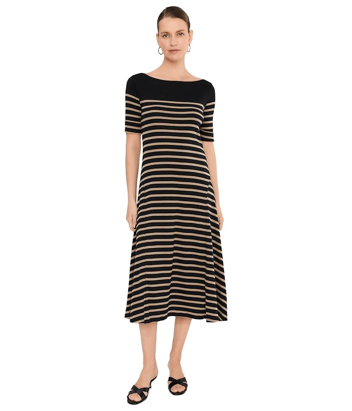 Lauren Ralph Lauren Breton-Stripe Cotton Ribbed Midi Dress