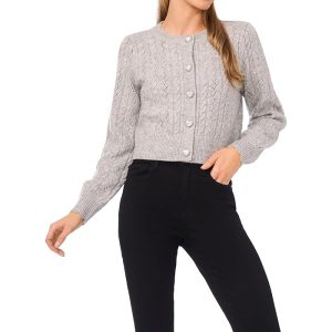 CeCe Heart Button Pointelle Cardigan
