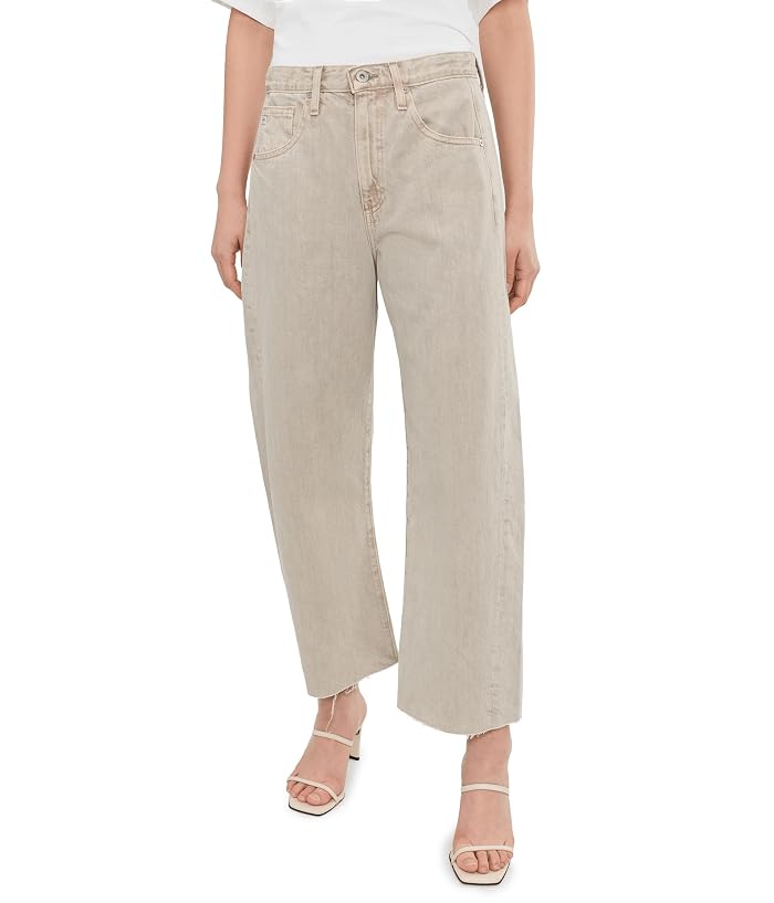 AG Jeans Hattie High-Rise Crop Barrel in Sulfur Light Taupe