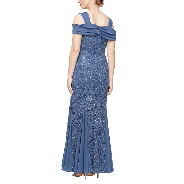 Alex Evenings Long Sequins Lace Dress - Image 2