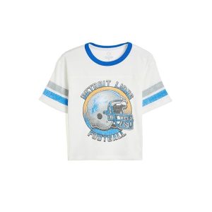 Junk Food Clothing Kids NFL Detriot Lions Striped Yoke Ringer Tee (Little Kid/Big Kid)