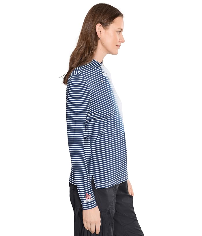 Jamie Sadock Sunsense Gradient Stripe Mock Neck 1/4 Zip Long Sleeve Top - Image 3