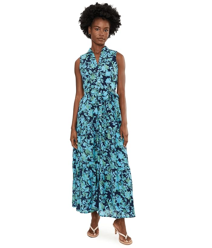 CeCe Floral Sleeveless Collared Button-Down Dress