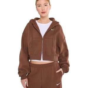 Nike Studio Fleece Medium Weight Oversized Full Zip Cropped Hoodie