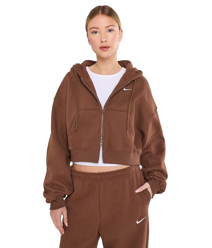 Nike Studio Fleece Medium Weight Oversized Full Zip Cropped Hoodie