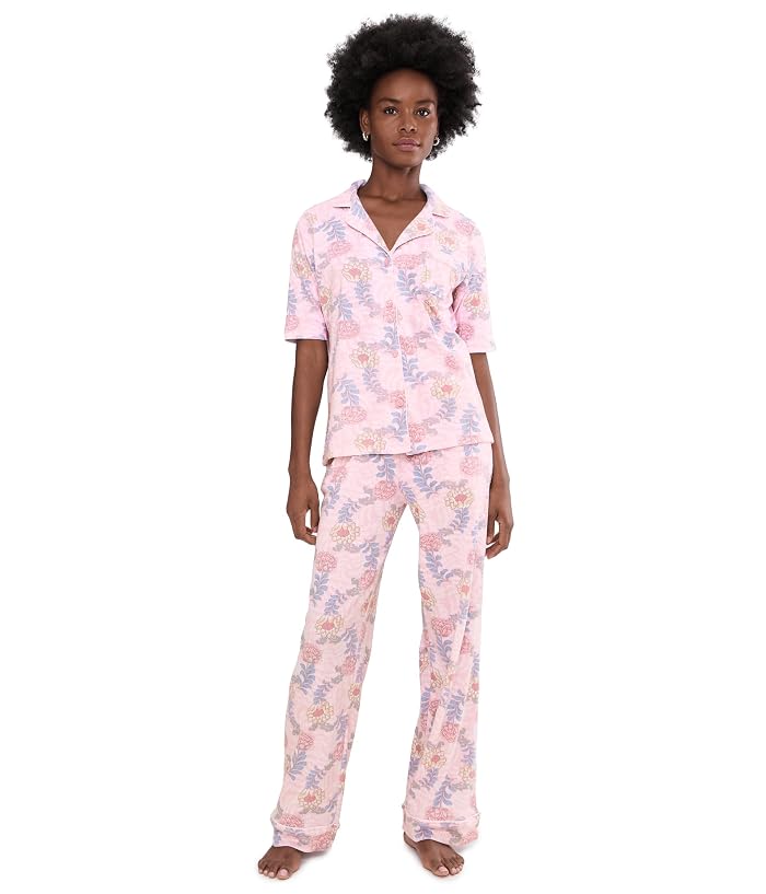 Karen Neuburger Elbow Sleeve Notch Collar Girlfriend PJ Set