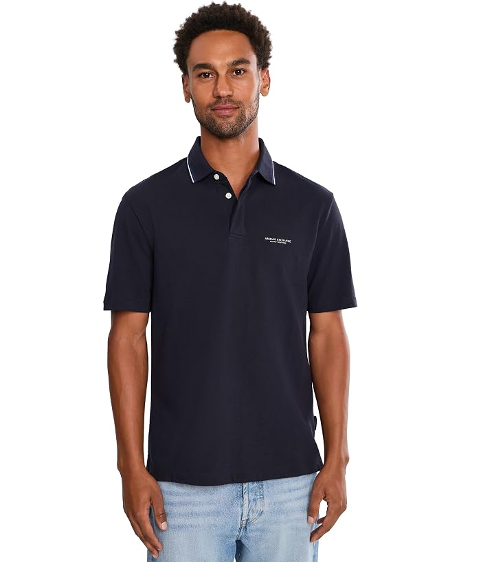 Armani Exchange Short Sleeve Cotton Wording Polo