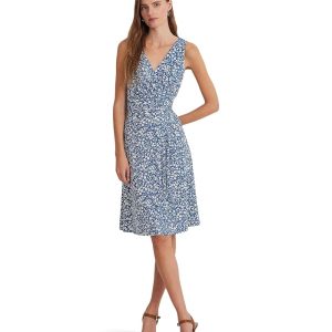 Lauren Ralph Lauren Floral Surplice Jersey Sleeveless Dress