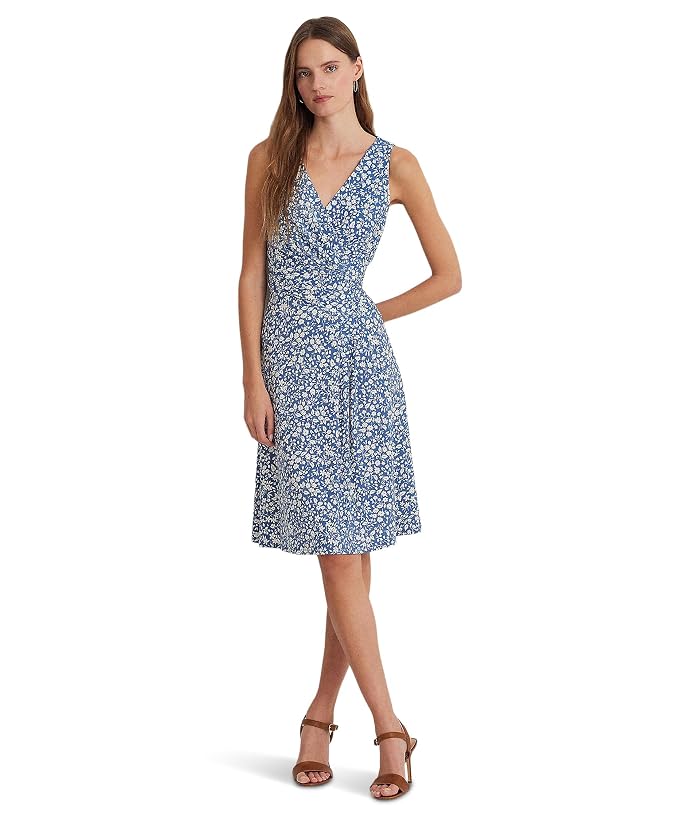 Lauren Ralph Lauren Floral Surplice Jersey Sleeveless Dress