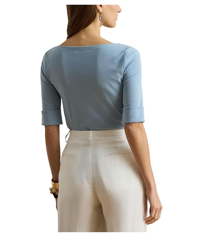 Lauren Ralph Lauren Stretch Cotton Boatneck Top - Image 3