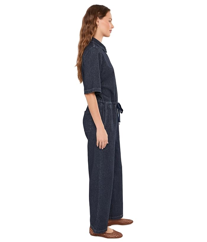 Eileen Fisher Organic Cotton Indigo Knit Classic Collar Jumpsuit - Image 3