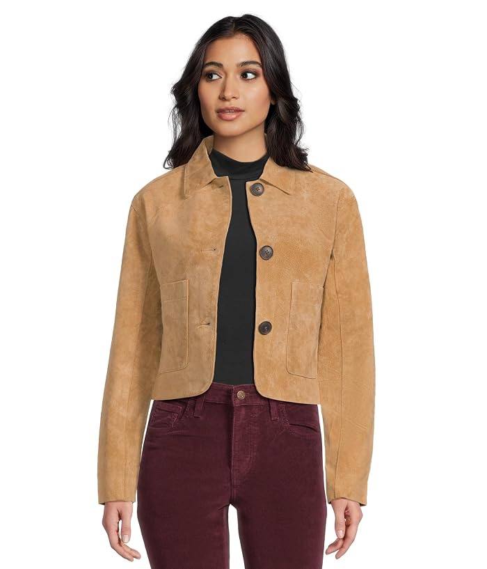 Blank NYC Real Suede Cropped Blazer