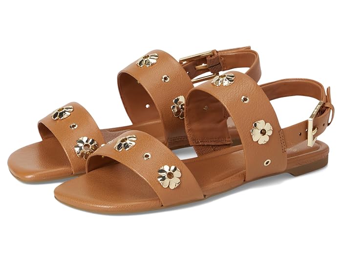 Kate Spade New York Spade Flower Stud Pebbled Leather Flat Sandals