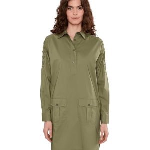 Lauren Ralph Lauren Lace-Up-Trim Cotton-Blend Shirtdress