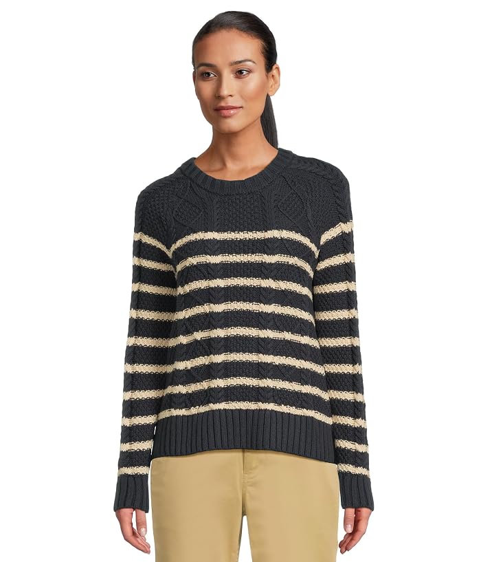 L.L.Bean Signature Cotton Fisherman Crewneck Sweater Stripe