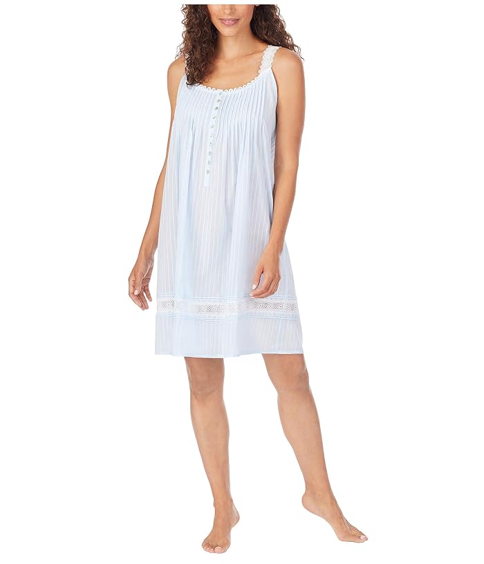 Eileen West Cotton Dobby Stripe Woven Sleeveless Short Nightgown