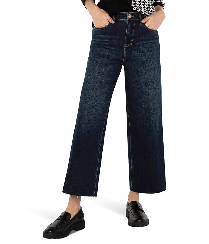 Liverpool Los Angeles Stride Crop Wide Cut Hem Hi-Rise Crosshatch Denim in Eastmoor