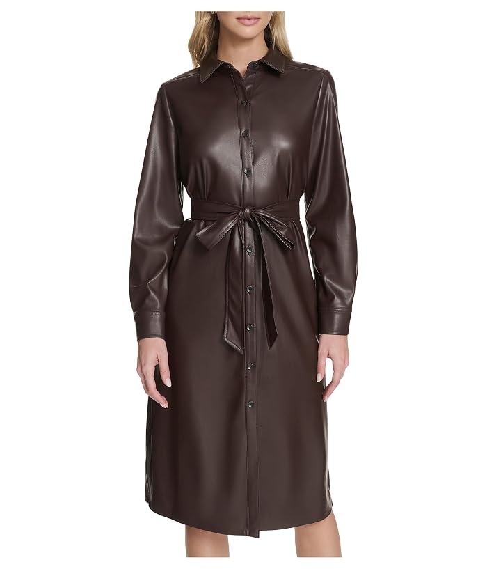Calvin Klein PU Leather Shirtdress