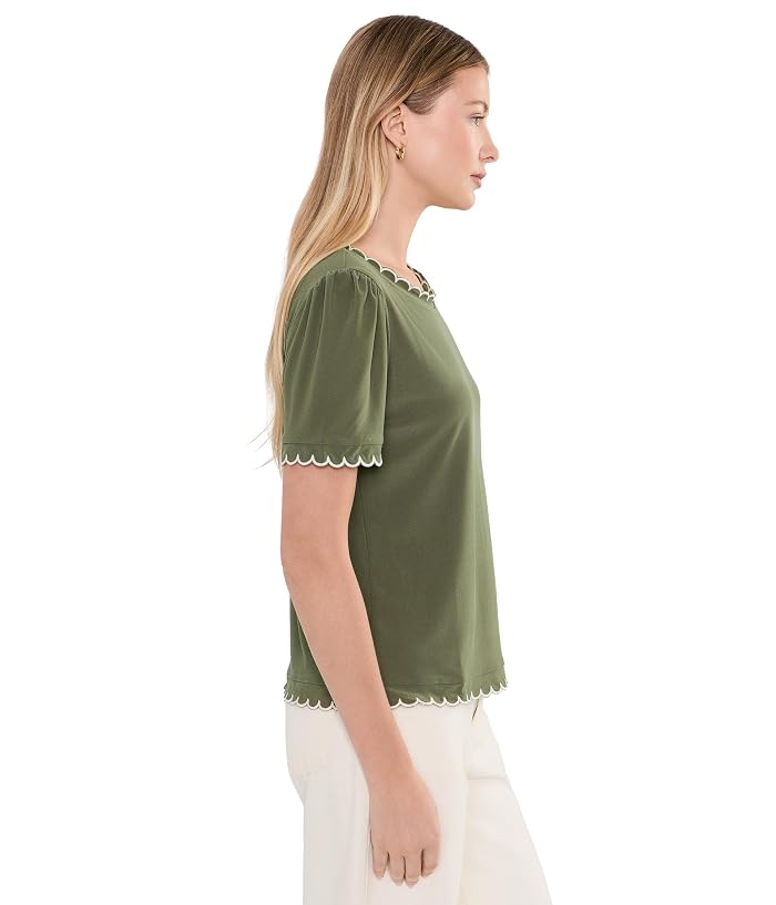 CeCe Puff Short Sleeve Top With Scallop Neck And Cuff - Image 3
