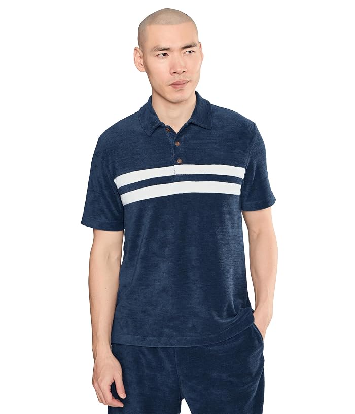 Faherty Cabana Towel Terry Surf Stripe Polo