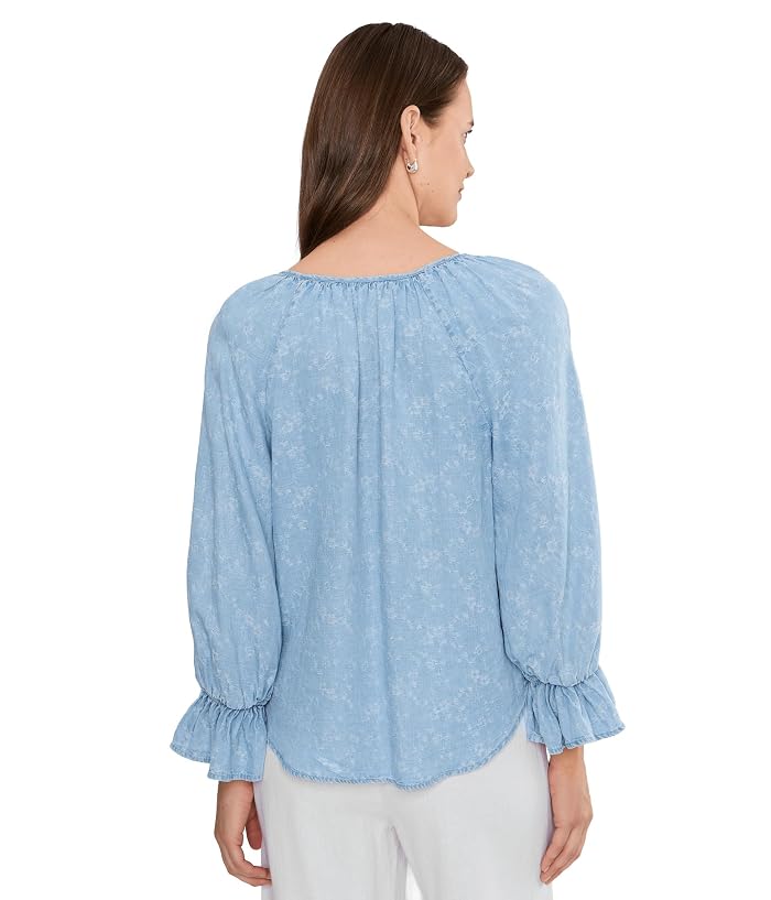 Liverpool Los Angeles 3/4 Sleeve Button Front Shirred Woven Top - Image 4