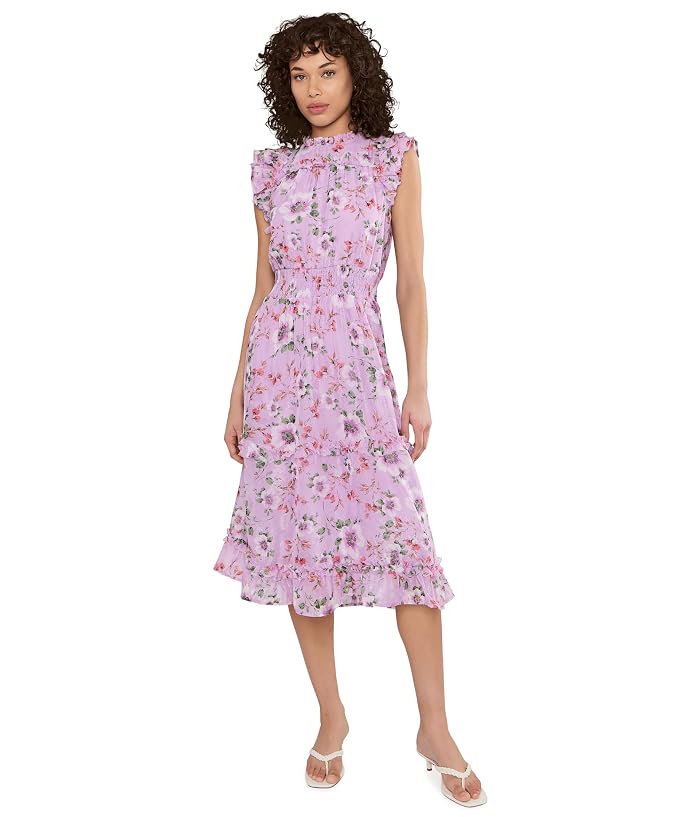 CeCe Flutter Sleeve Smocked Waist Midi Dress