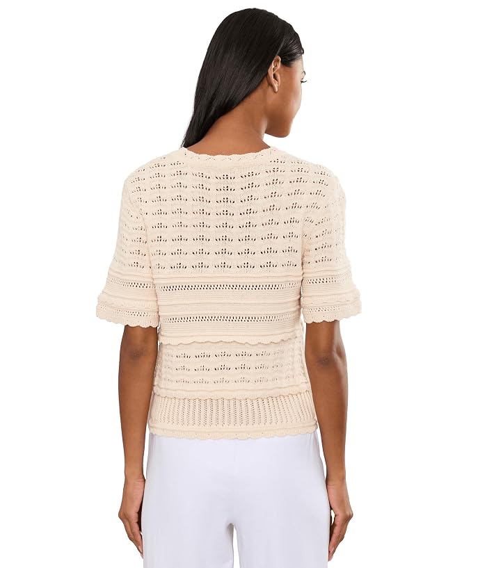 CeCe Multi Stitch Pointelle Sweater - Image 4