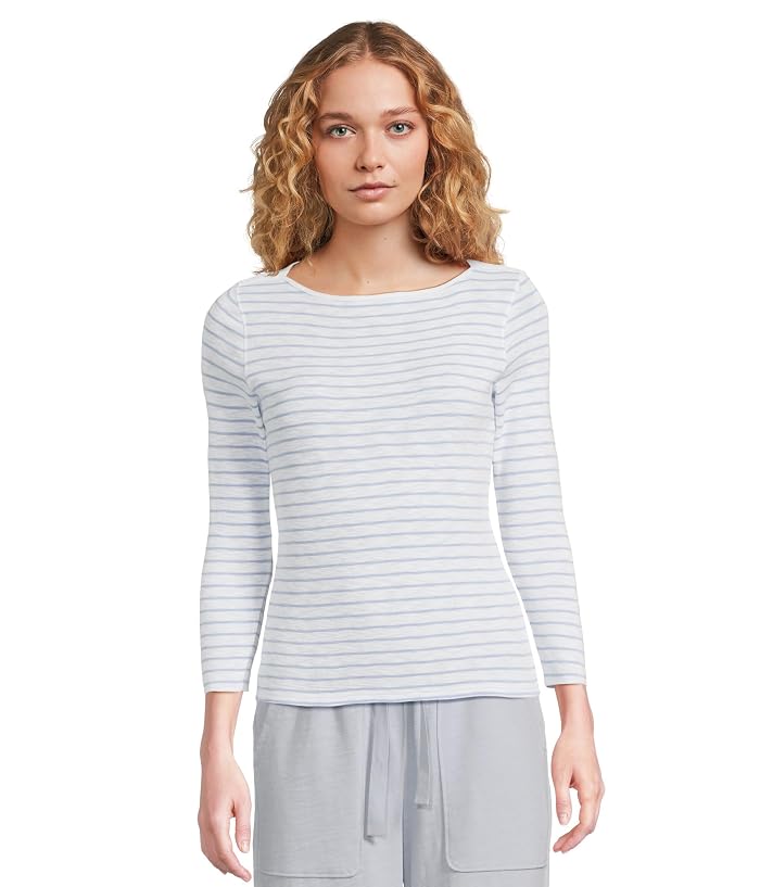 Lilla P Striped 3/4 Sleeve Boatneck