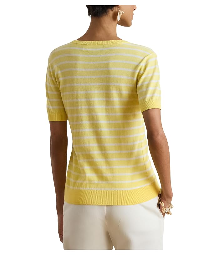 Lauren Ralph Lauren Striped Cotton Short-Sleeve Sweater - Image 3