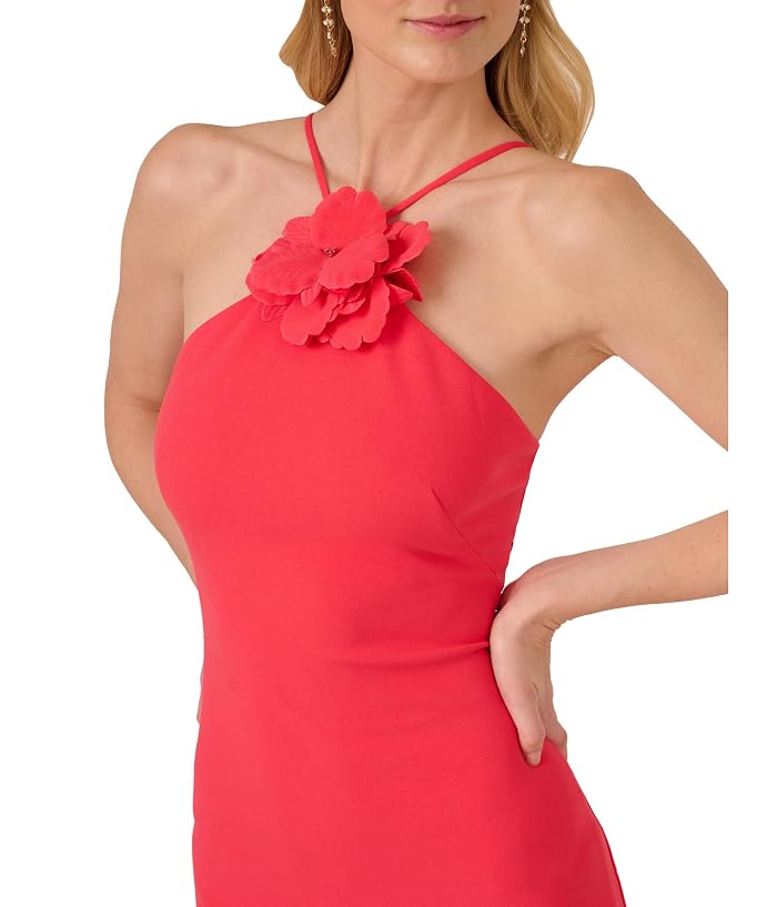 Adrianna Papell 3d Flower Halter Midi Dress - Image 3