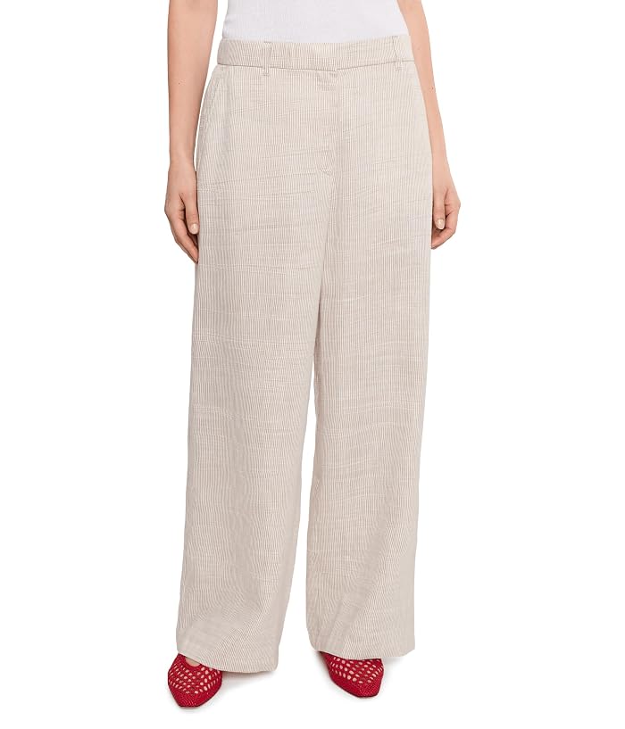 Eileen Fisher Striped Organic Linen Sheen High Waisted Full Length Trousers
