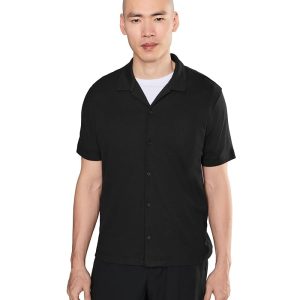 Vince Mesh Knit Short Sleeve Cabana Shirt