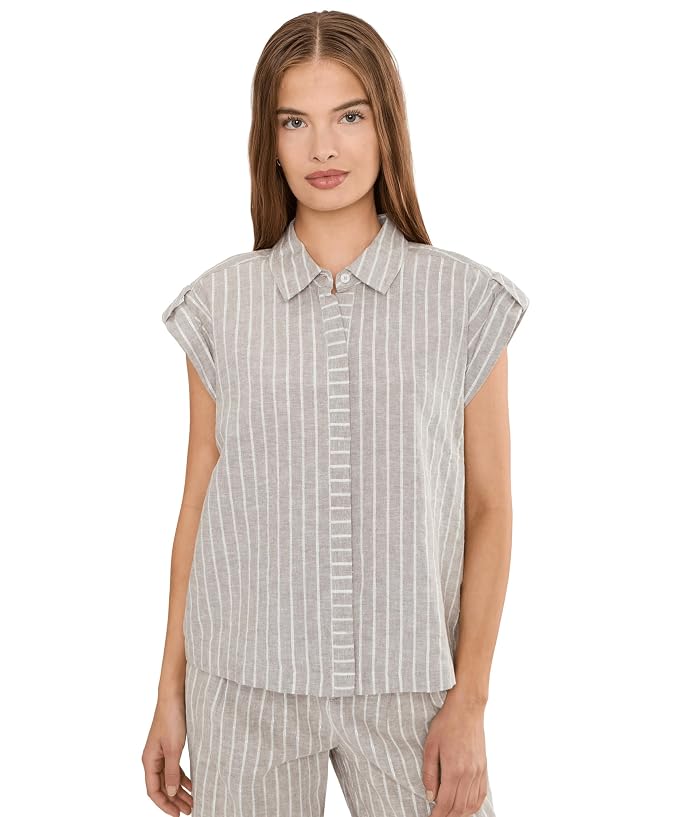 NIC+ZOE Petite Lurex Linen Resort Shirt