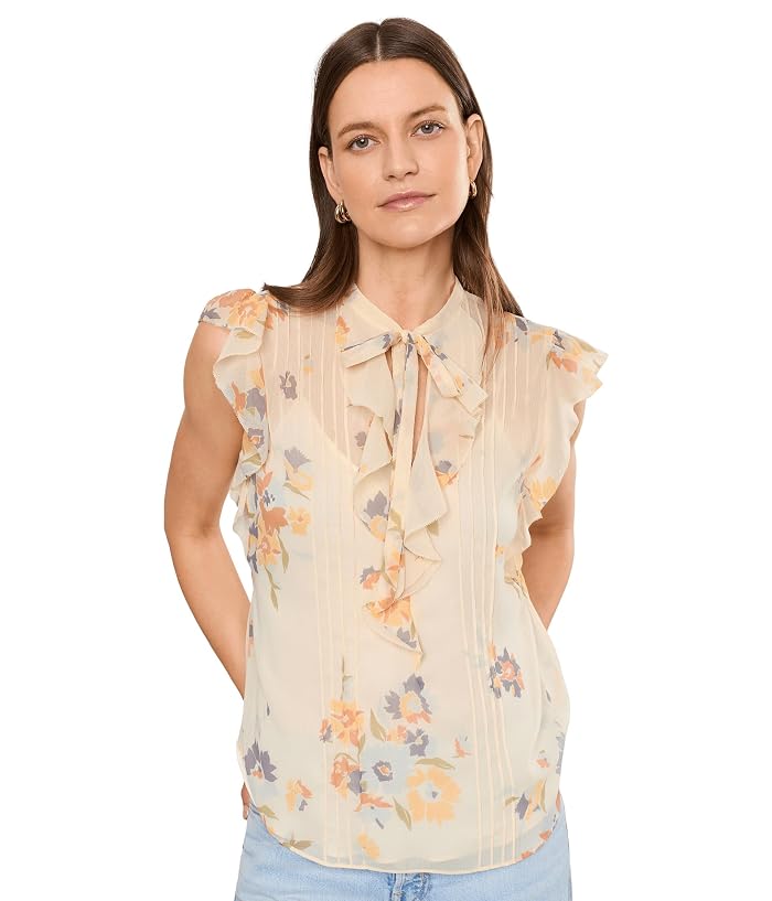 Lauren Ralph Lauren Floral Pintucked Tie Neck Blouse