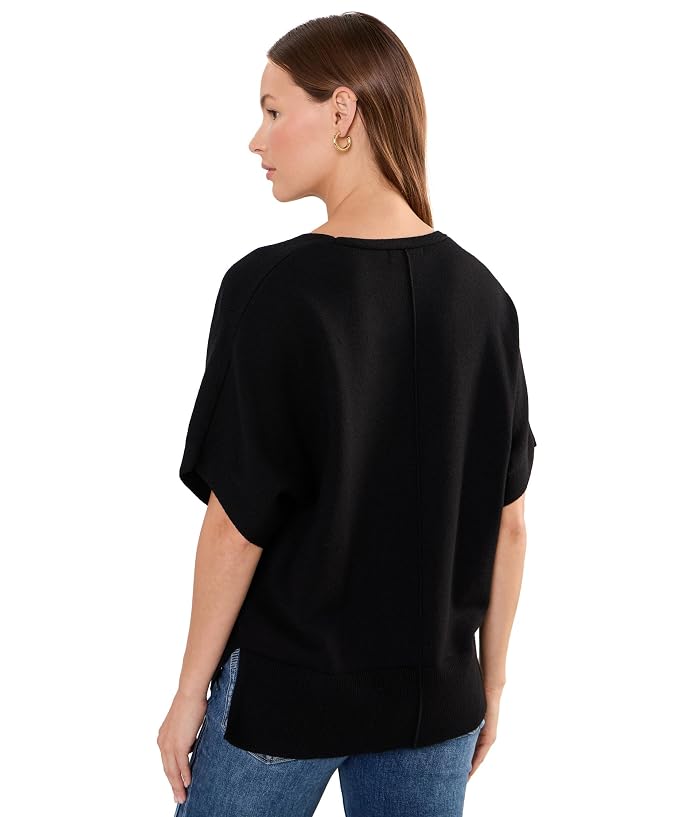 Liverpool Los Angeles Short Sleeve V-Neck Dolman Popover Sweater with Step Hem - Image 4
