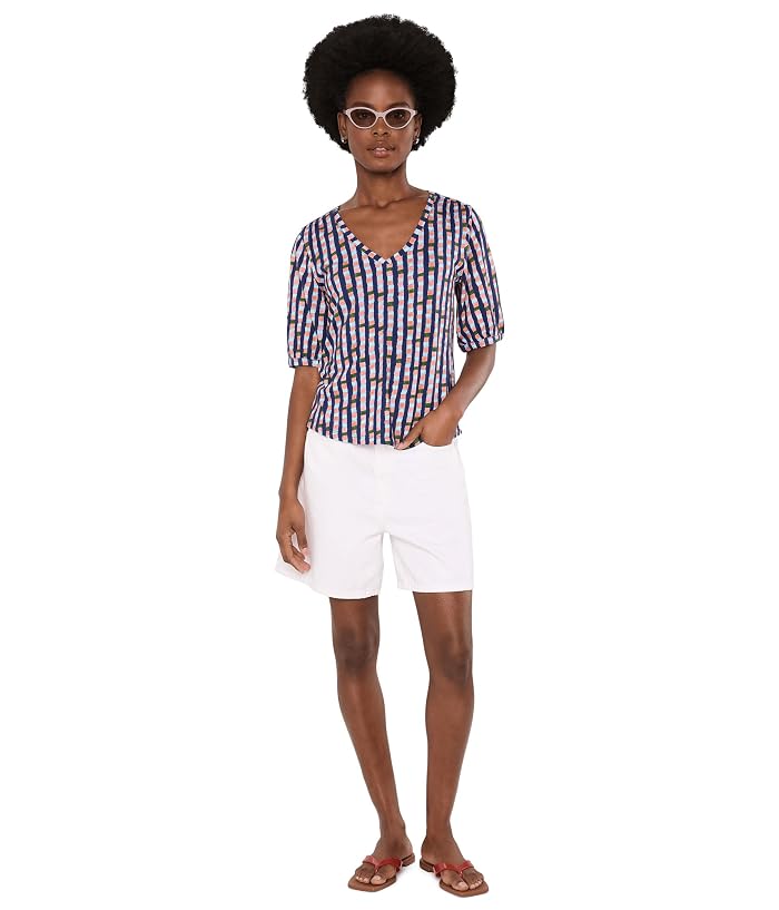 NIC+ZOE NZT Elbow Sleeve Reef Stripe V-Neck Tee - Image 2