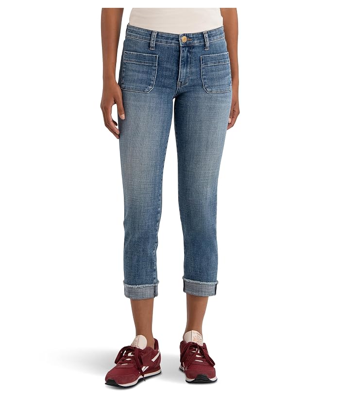 KUT from the Kloth Amy Crop Straight Leg- Roll Up Fray Front Patch Pockets