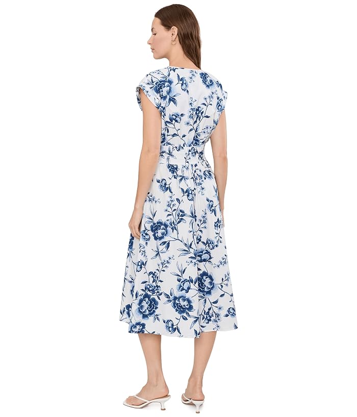 Calvin Klein Cap Sleeve Floral Cotton A-Line Midi - Image 4