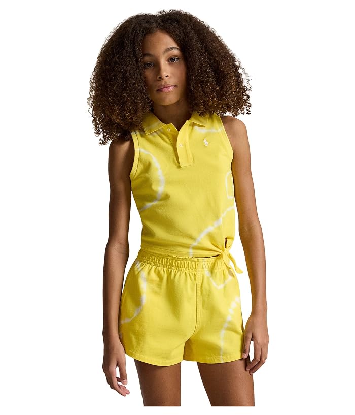 Polo Ralph Lauren Kids Tie-Dye Stretch Mesh Boxy Polo Shirt (Big Kid) - Image 4