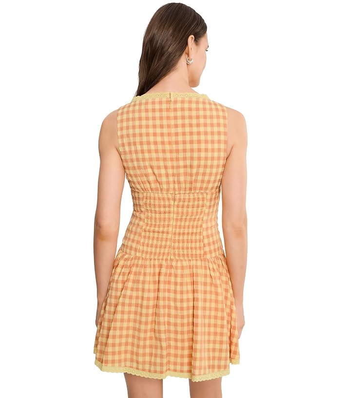 Avec Les Filles Smocked Gingham Cotton Mini Dress - Image 4
