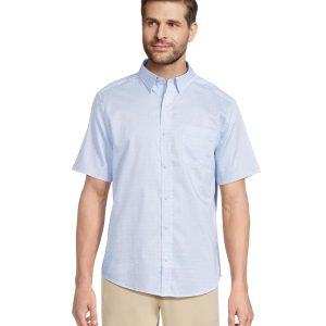 Johnston & Murphy Short Sleeve Airplane Grid Print Shirt