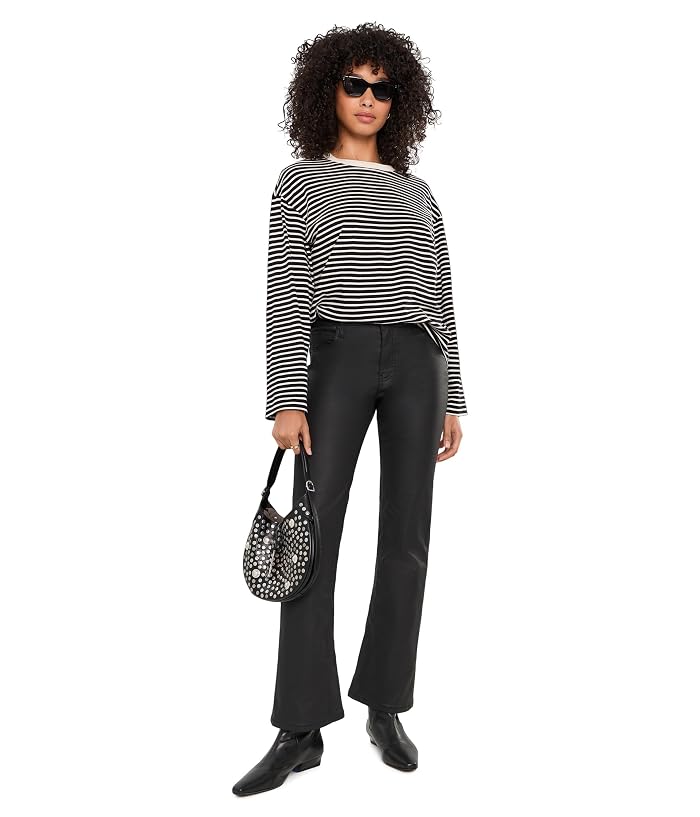 KUT from the Kloth Kelly High-Rise Fab Ab Kick Flare Inset Leg - Coated in Matte Black - Image 2