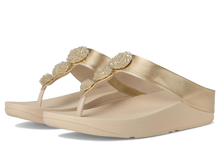 FitFlop Fino Beadie-Button Metallic Toe-Post Sandals