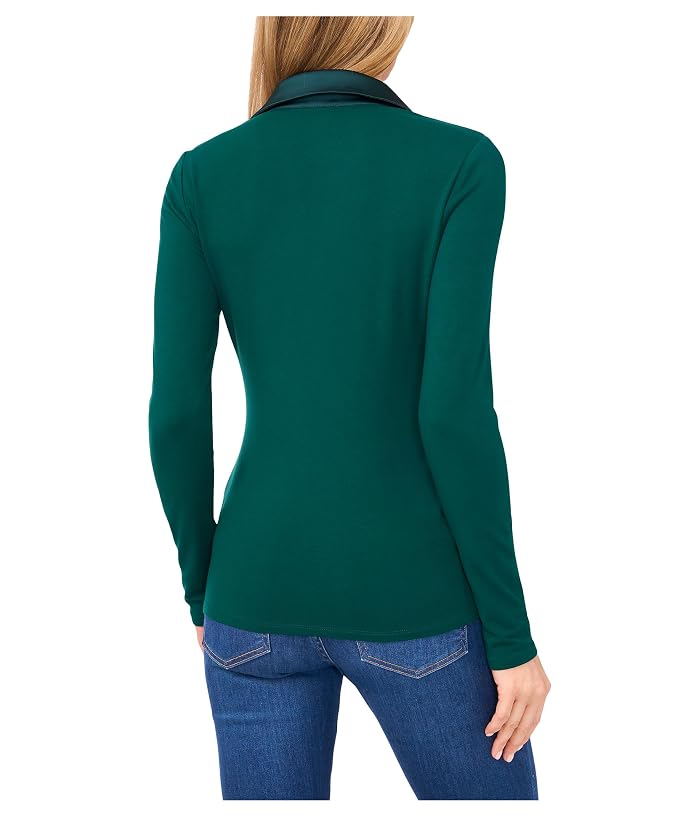 CeCe Woven Collar Long Sleeve Knit Top - Image 2