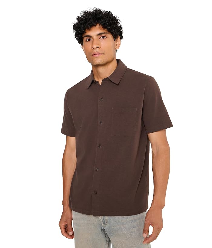 Vince Sueded Jersey Short Sleeve Button-Down