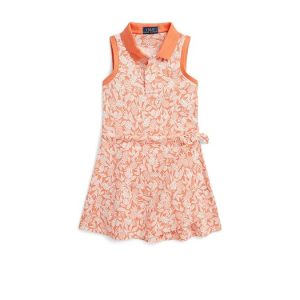Polo Ralph Lauren Kids Pineapple Faux-Wrap Mesh Polo Dress (Toddler/Little Kid)