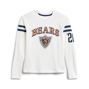 Junk Food Clothing Kids NFL Chicago Bears Striped Yoke Long Sleeve Tee (Little Kid/Big Kid)